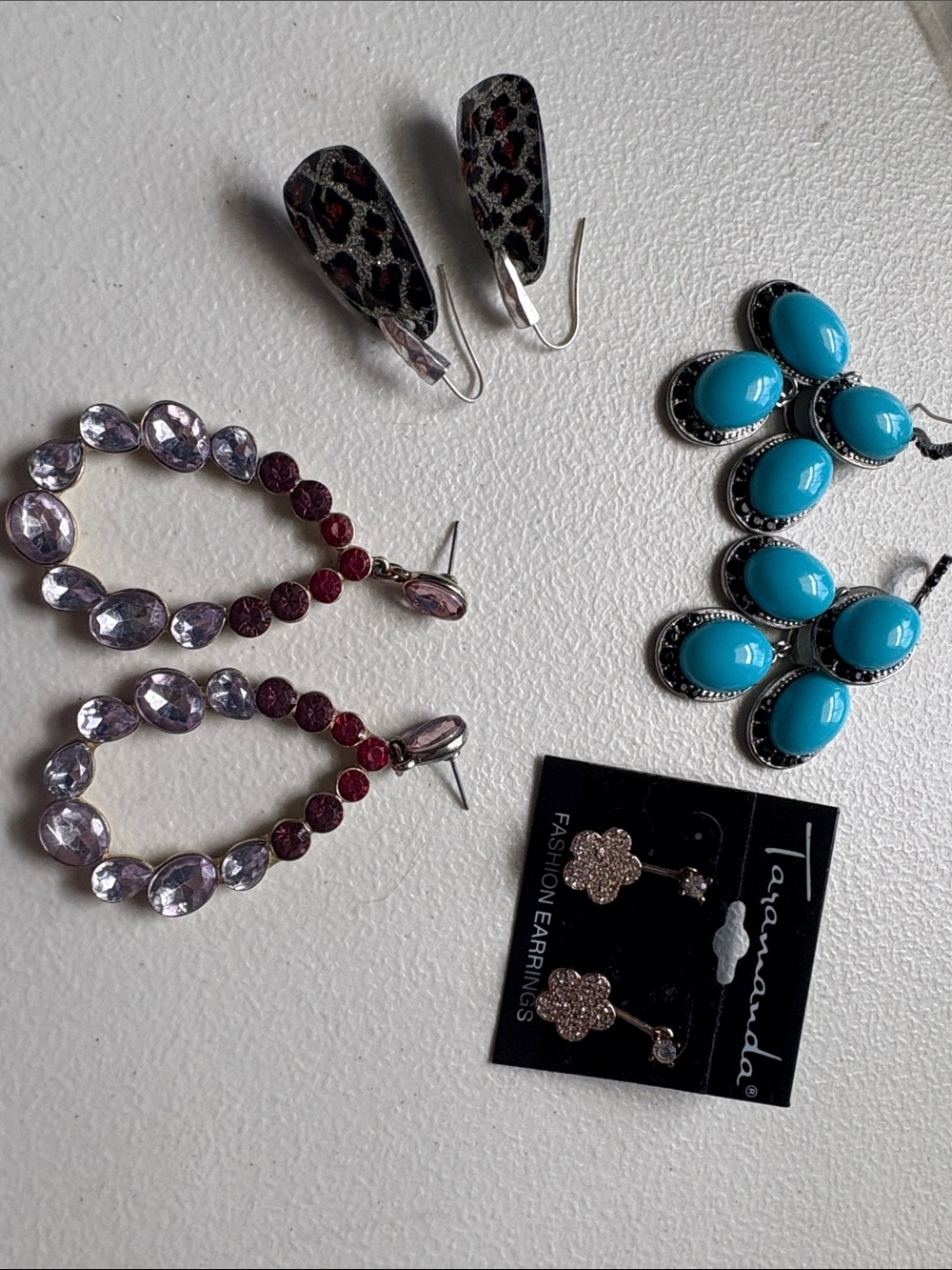 Mixed Pack of Statement Earrings - Turquoise, Purple, Burgundy, Leopard